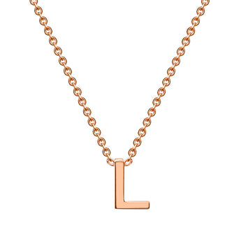 9ct Rose Gold Initial "L" Pendant on 43cm Chain