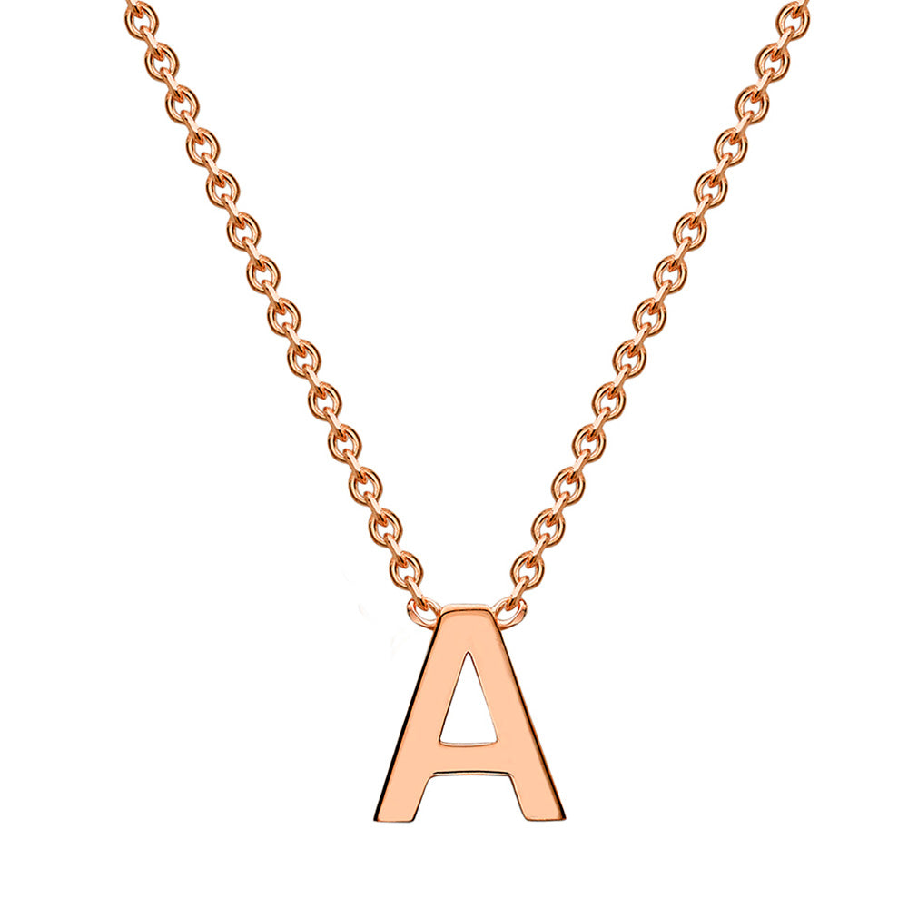 9ct Rose Gold Initial "A" Pendant on 43cm Chain