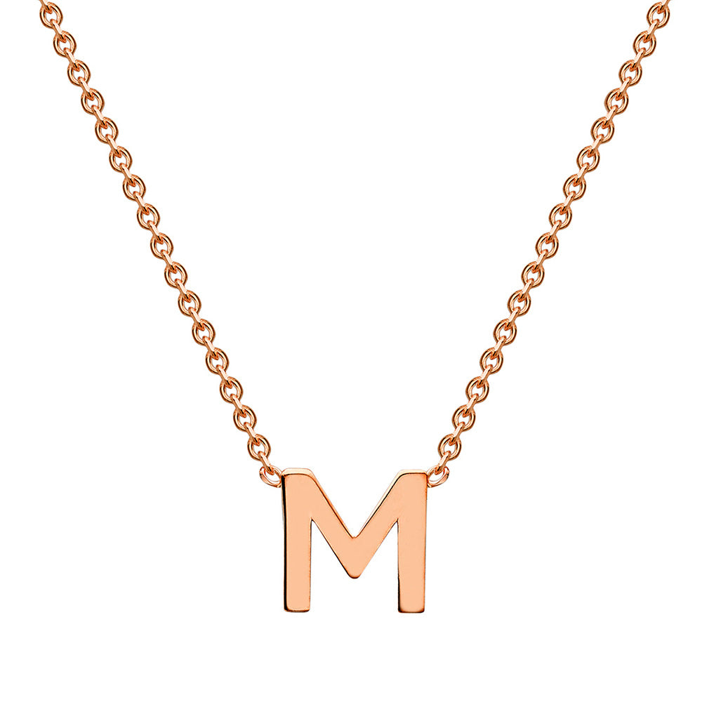 9ct Rose Gold Initial "M" Pendant On 43cm Chain