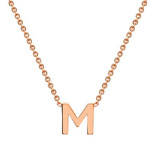 Load image into Gallery viewer, 9ct Rose Gold Initial &quot;M&quot; Pendant On 43cm Chain