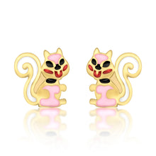 Load image into Gallery viewer, 9ct Yellow Gold Enamel Squirrel Stud Earrings
