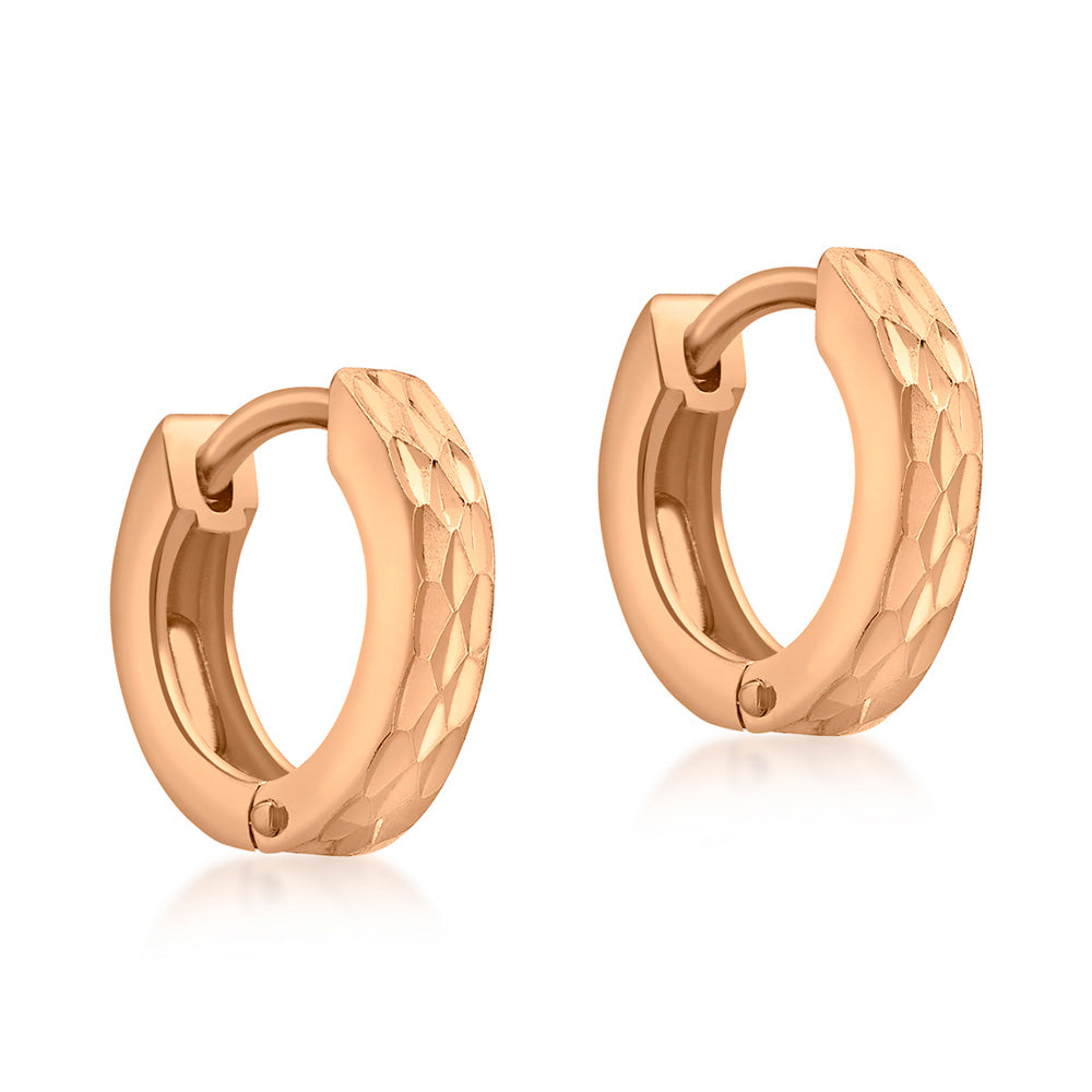 9ct Rose Gold Pyramid Creole Earrings Grahams Jewellers