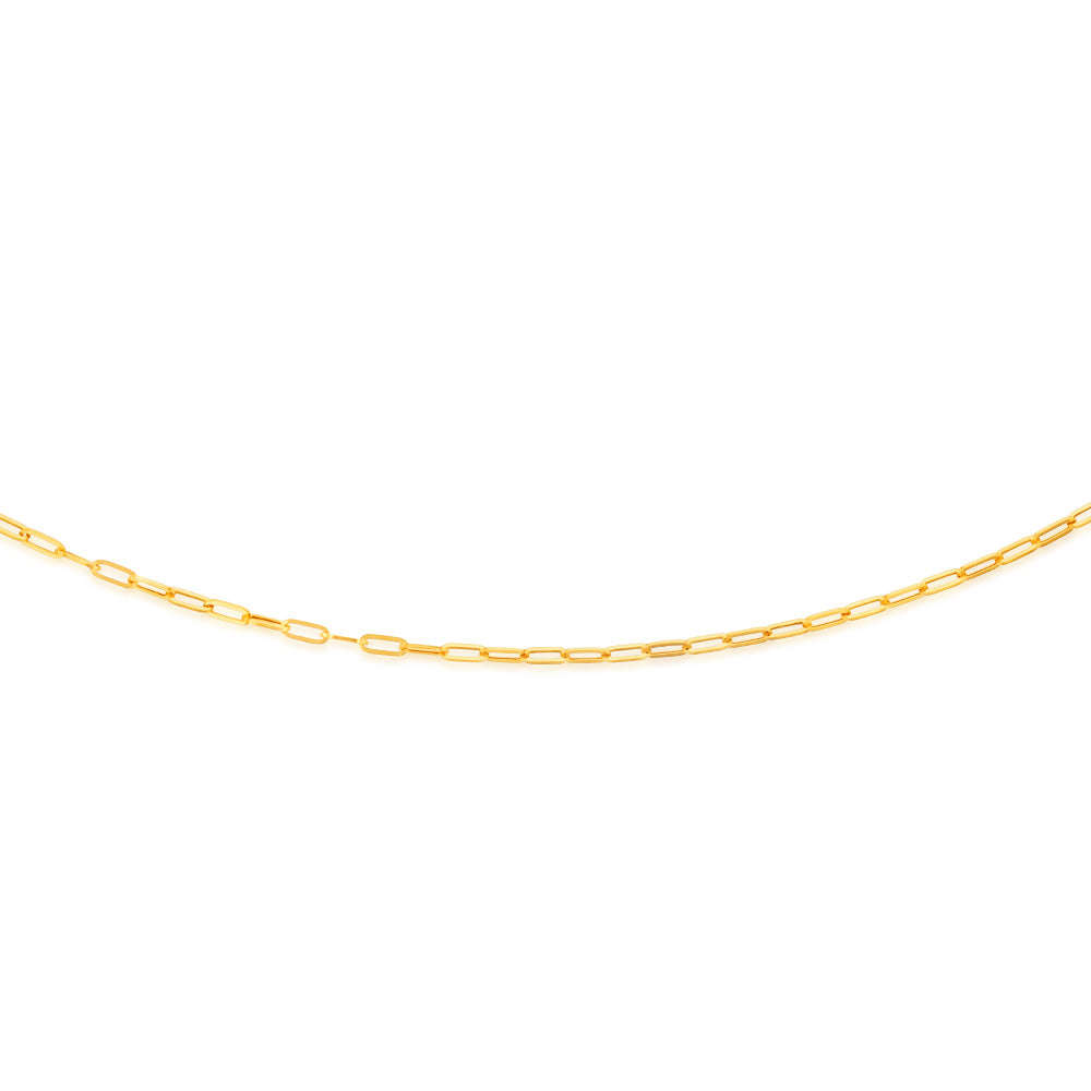 9ct Yellow Gold Small Paperclip 50cm Chain