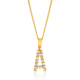 9ct Yellow And White Gold Two Tone Diamond Cut Initial "A" Pendant