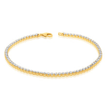 Load image into Gallery viewer, 9ct Yellow And White Gold Two Tone Diamond Cut 19cm Tennis Bracelet