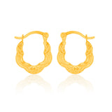 9ct Yellow Gold High Polish Fancy Hoop Earrings