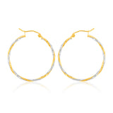 9ct Two Tone Gold High Polish Twist Hoop Earrings