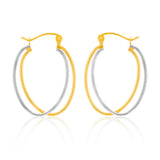 9ct Yellow And White Gold Double Hoop Earrings