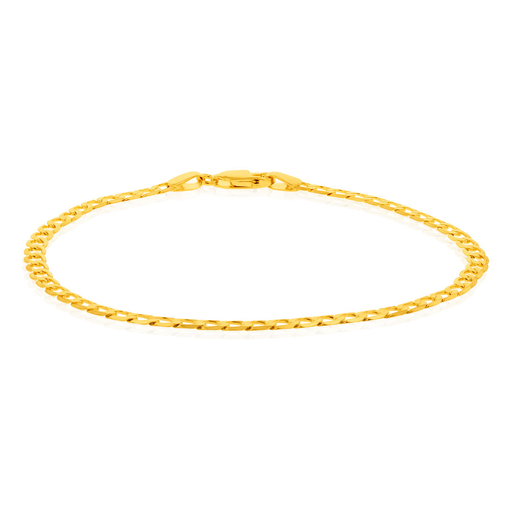 9ct Yellow Gold Superflat Light 80 Gauge Curb 19cm Bracelet