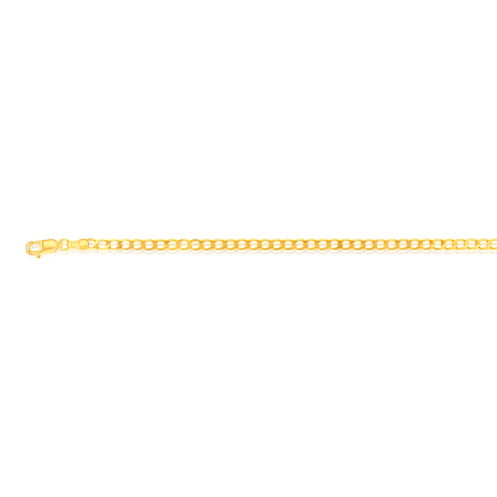 9ct Yellow Gold Superflat Light 80 Gauge Curb 19cm Bracelet