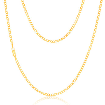 9ct Yellow Gold Superflat Light Curb 65 Gauge 50cm Chain