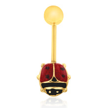 Load image into Gallery viewer, 9ct Yellow Gold Ladybird Enamel Belly Bar