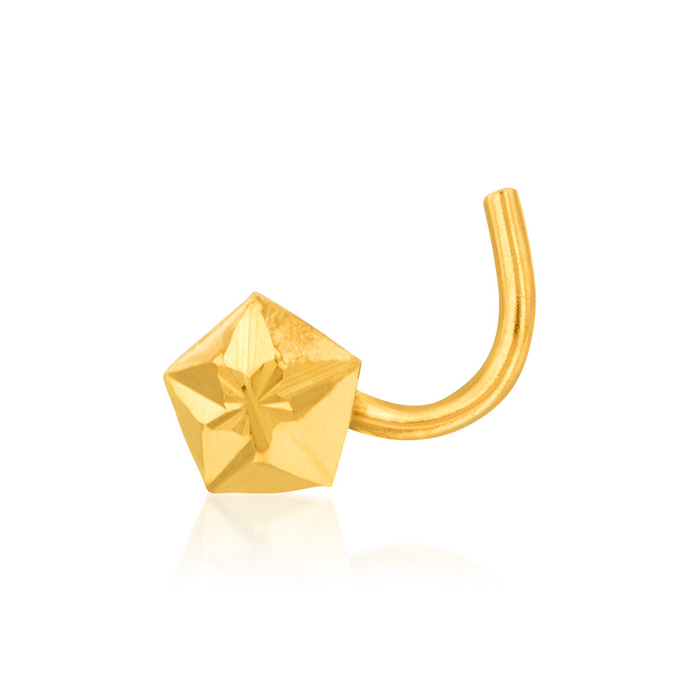 9ct Yellow Gold 4mm Diamond Cut Pentagon Nose Stud