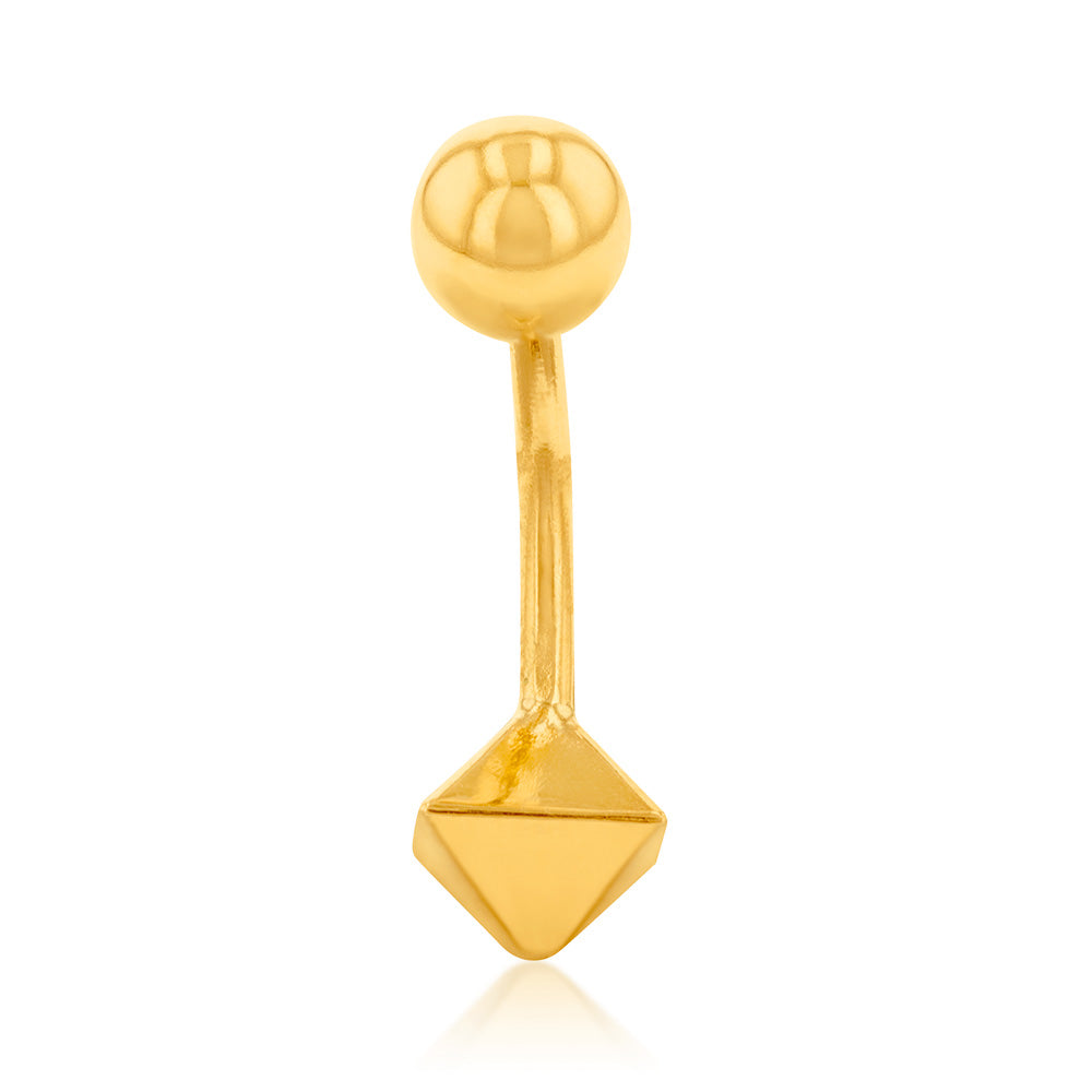 9ct Yellow Gold 5mm Pyramid Shape Belly Bar