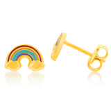 9ct Yellow Gold Rainbow Enamel Stud Earrings