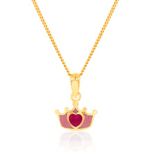 Load image into Gallery viewer, 9ct Yellow Gold Red Heart On Crown Pendant