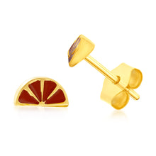 Load image into Gallery viewer, 9ct Yellow Gold Slice Of Orange Lime Stud Earrings