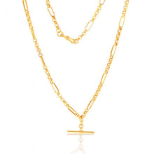 Load image into Gallery viewer, 9ct Yellow Gold &quot;T&quot; Bar Pendant on 45cm Fancy Chain