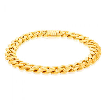 9ct Yellow Gold Curb Diamond Cut Clasp 20.3cm Bracelet
