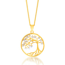 Load image into Gallery viewer, 9ct Yellow And White Gold Diamond Cut Tree Of Life Pendant