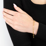 9ct Yellow Gold Diamond Cut Figaro Belcher 19cm Bracelet