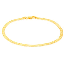 Load image into Gallery viewer, 9ct Yellow Gold Diamond Cut Wave Herringbone 17.5cm Bracelet