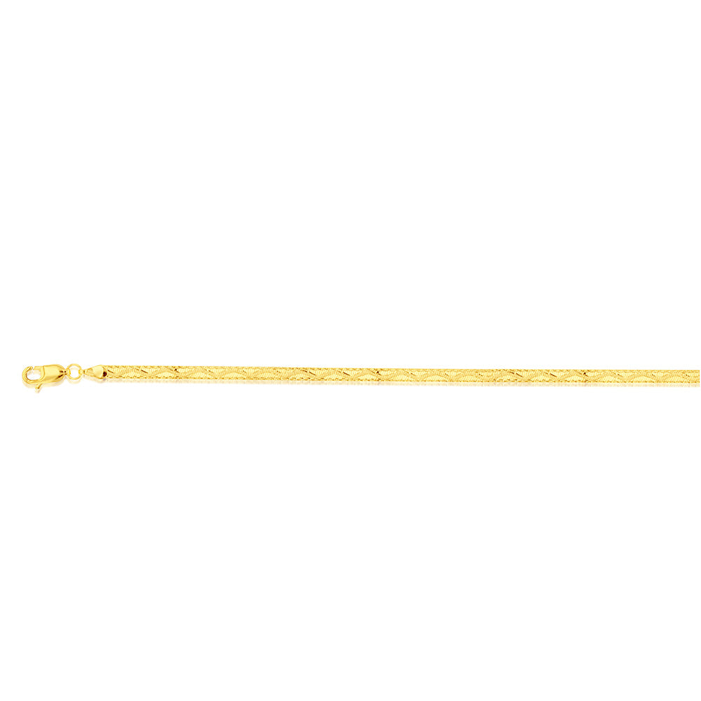 9ct Yellow Gold Diamond Cut Wave Herringbone 17.5cm Bracelet