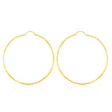 9ct Yellow Gold 40mm Diamond Cut Earrings
