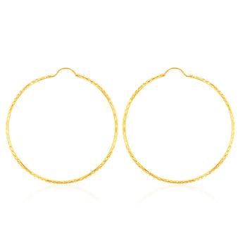 9ct Yellow Gold 40mm Diamond Cut Earrings