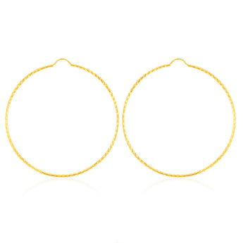 9ct Yellow Gold 50mm Diamond Cut Hoop Earrings