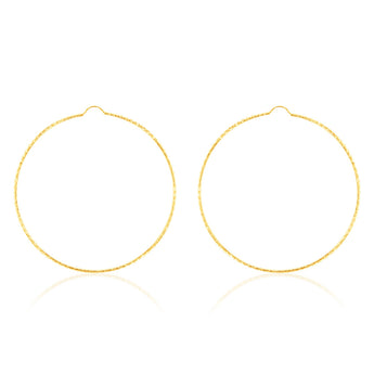 9ct Yellow Gold 60mm Diamond Cut Hoop Earrings