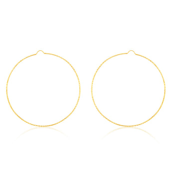 9ct Yellow Gold 70mm Diamond Cut Hoop Earrings
