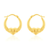 9ct Yellow Gold Heart Creole Earrings