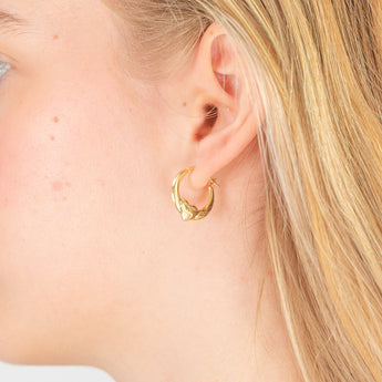 9ct Yellow Gold Heart Creole Earrings