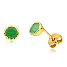 Load image into Gallery viewer, 9ct Yellow Gold Alluring Emerald Stud Earrings