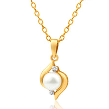 Load image into Gallery viewer, 9ct Dazzling Yellow Gold Diamond + Pearl Pendant