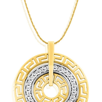 9ct Yellow Gold & White Gold Cubic Zirconia + Diamond Pendant