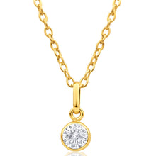 Load image into Gallery viewer, 9ct Yellow Gold Cubic Round Zirconia 5mm Pendant