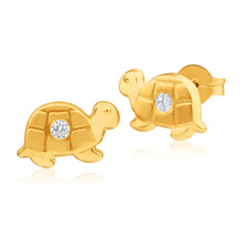 Load image into Gallery viewer, 9ct Yellow Gold Cubic Zirconia Turtle Stud Earrings