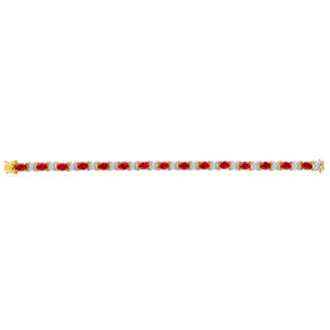 Created Ruby & Diamond 19cm Hugs & Kisses Bracelet in 9ct Yellow Gold
