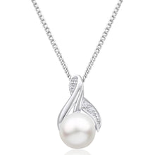 Load image into Gallery viewer, 9ct White Gold Freshwater Pearl and Diamond Pendant