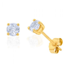 Load image into Gallery viewer, 9ct Yellow Gold Aquamarine 4mm Stud Earrings