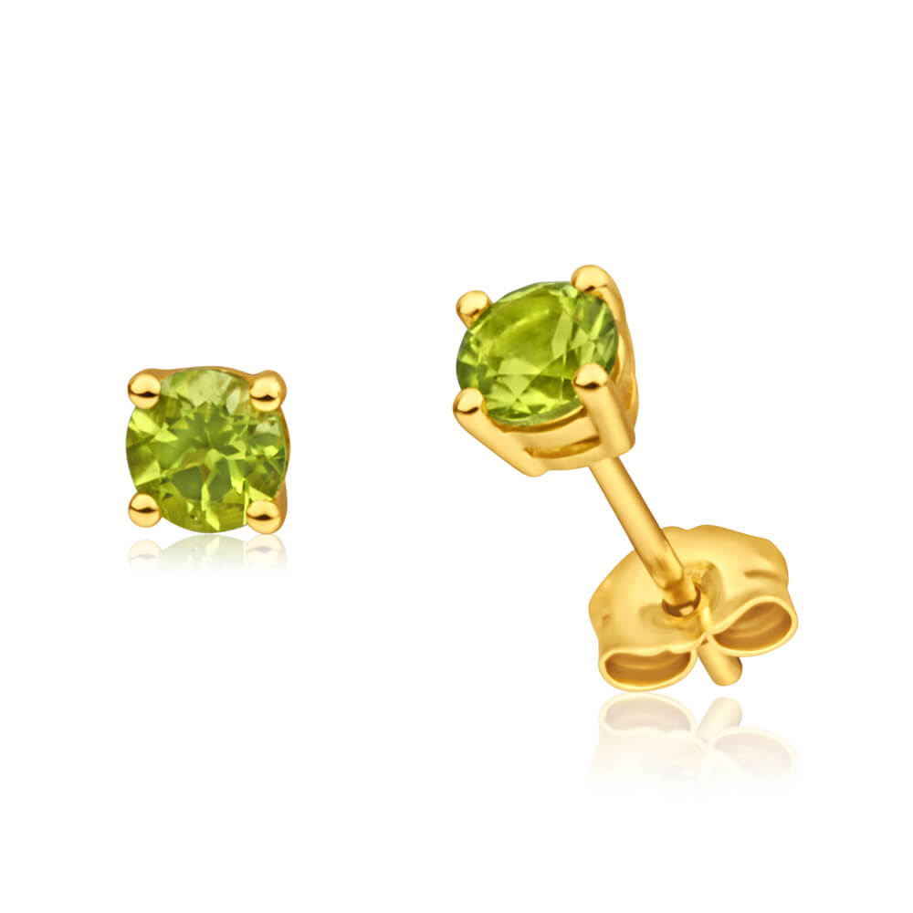 14K Yellow Gold Peridot Birthstone Earrings