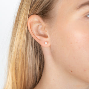 9ct Yellow Gold Natural Solid White Opal Stud Earrings
