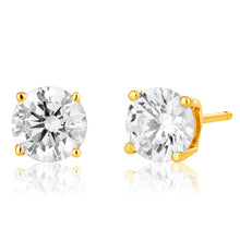 Load image into Gallery viewer, 9ct Yellow Gold Cubic Zirconia Brilliant Cut 5mm Stud Earrings