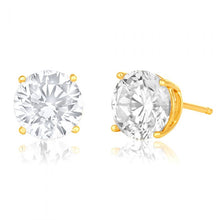 Load image into Gallery viewer, 9ct Yellow Gold Cubic Zirconia Brilliant Cut 6.5mm Stud Earrings