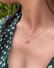 Load image into Gallery viewer, 9ct Rose Gold Morganite 5mm with Diamond Halo Pendant With 45cm Chain