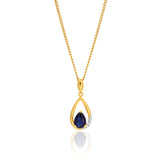 9ct Yellow Gold Created Sapphire and Diamond Pendant