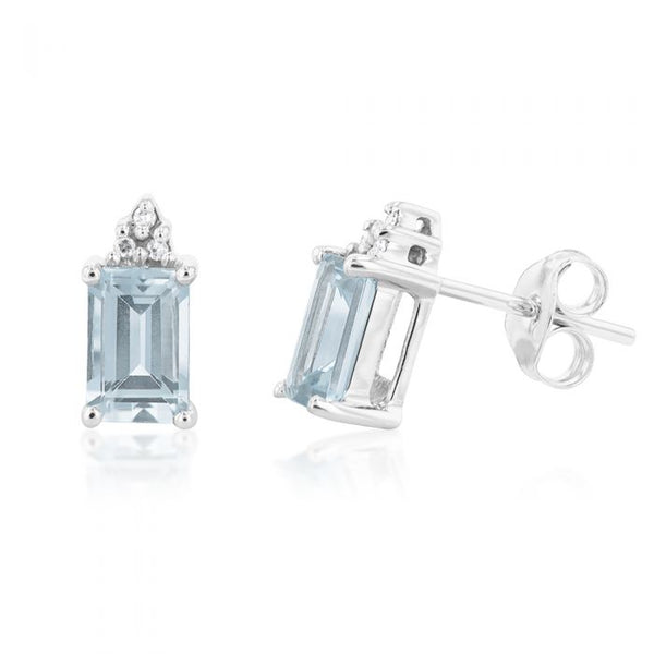 10ct White Gold Oval Aquamarine Stud Earrings – Jeanco