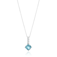 Load image into Gallery viewer, 9ct White Gold Blue Topaz and Zirconia Pendant With 45cm Chain